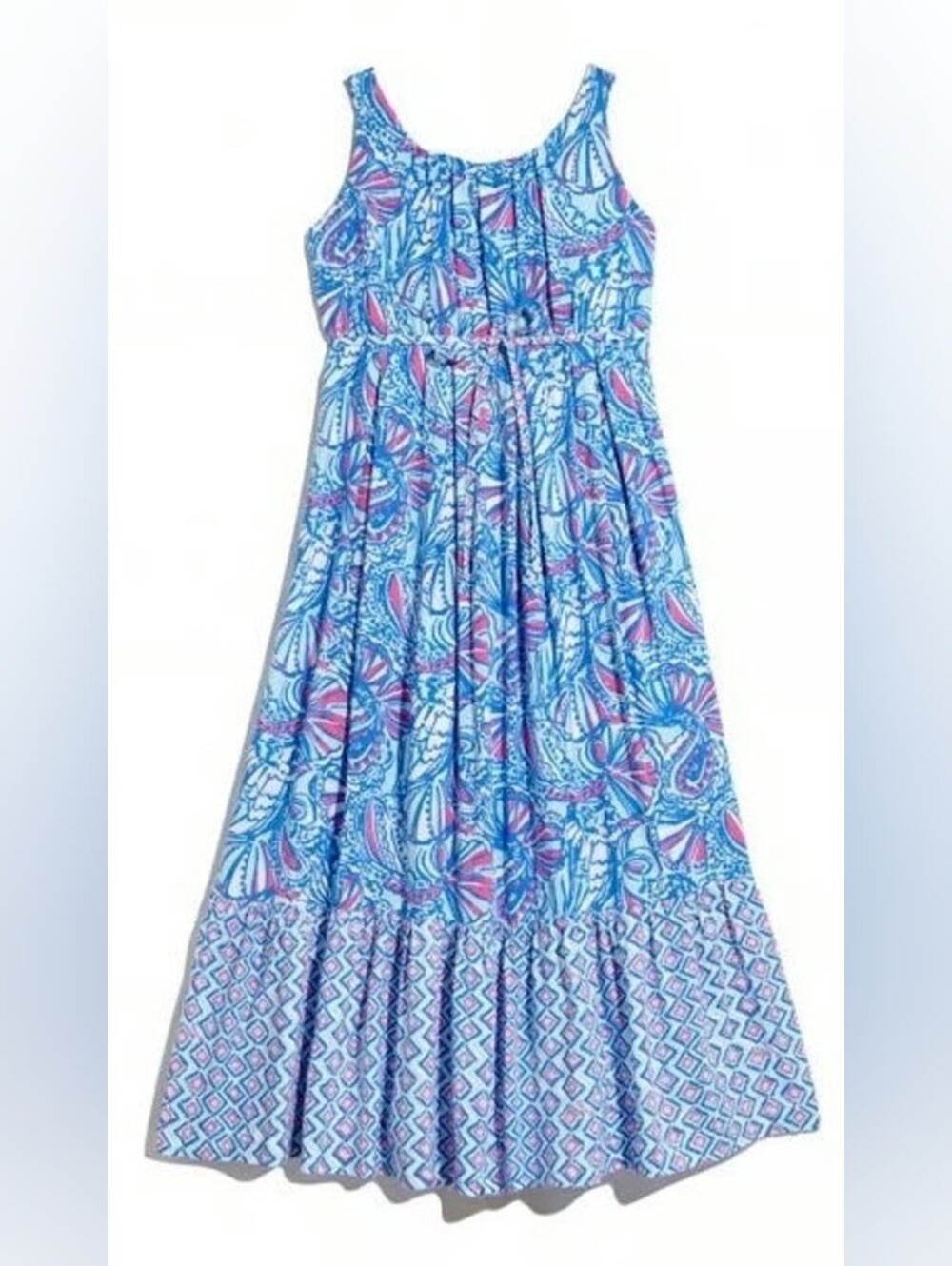 Lilly Pulitzer for Target My Fans Maxi Dress Blue Pink Girls Size L Preppy